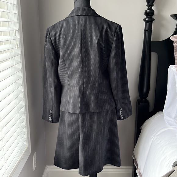 Size 10 Blazer and Skirt. Black with fine line with hint of light blue. - Picture 3 of 3